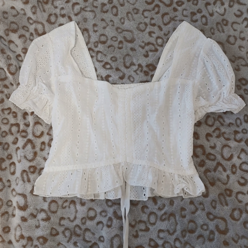 Drawstring Crop Blouse